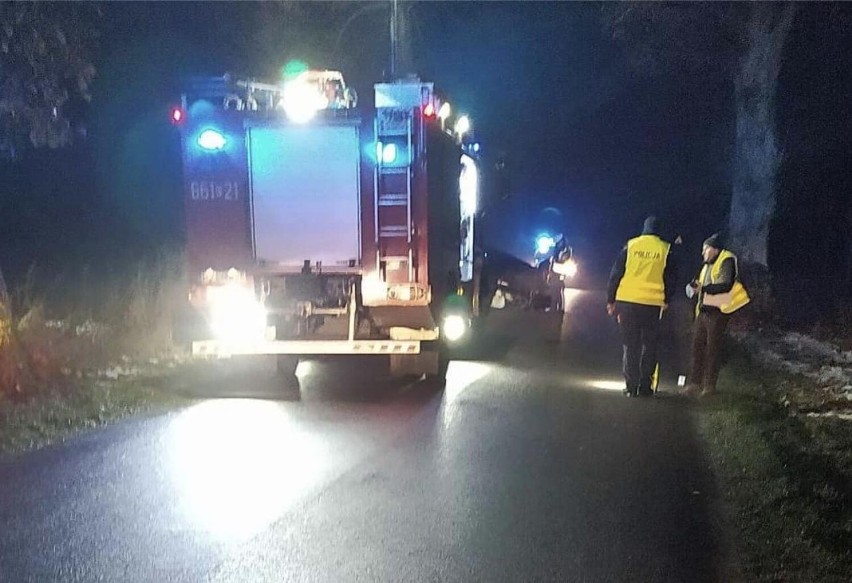 Pijany kierowca uderzył w drzewo. Wypadek na trasie Złotów-Zalesie