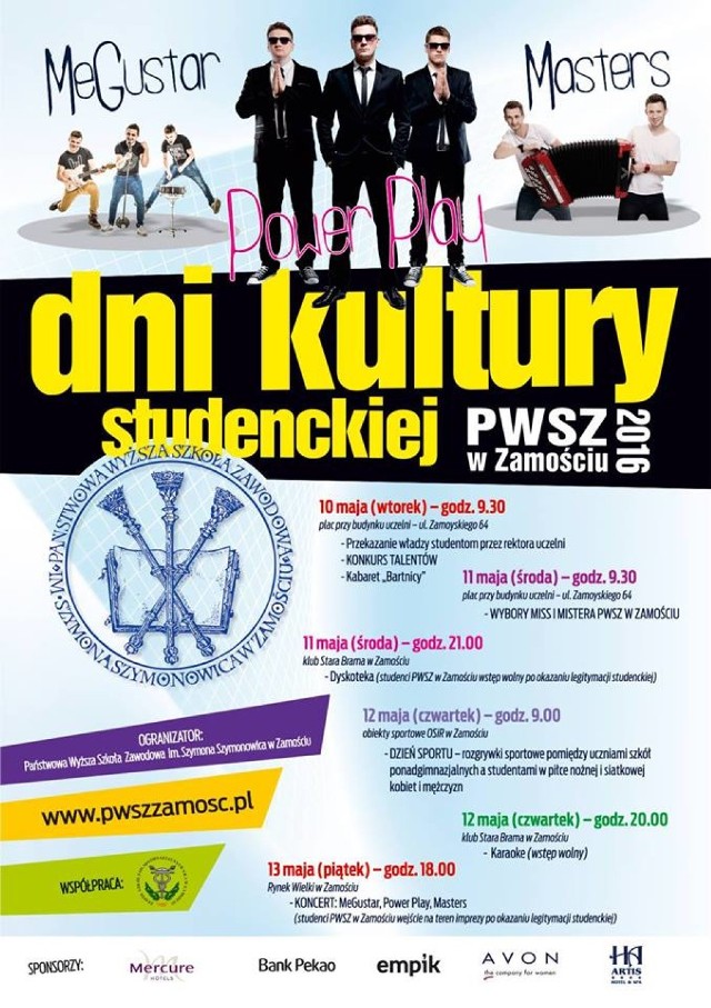 Koncerty disco polo na juwenaliach w Zamościu

Kiedy, gdzie i za ile? Piątek, godzina 18:00, Rynek Wielki, wstęp na imprezę za okazaniem legitymacji studenckiej

Koncert wieńczący tegoroczne juwenalia Państwowej Wyższej Szkoły Zawodowej w Zamościu. Wystąpi zespół Power Play, Masters i MeGustar.