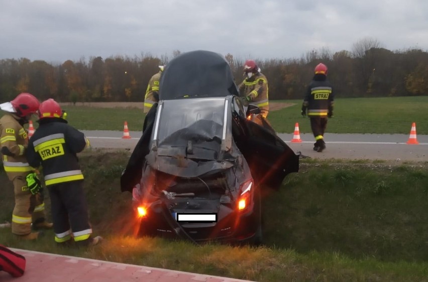 Wypadek na łączniku do S8 koło Zduńskiej Woli