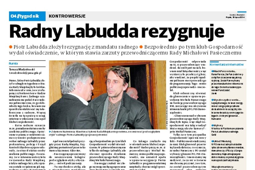 Piotr Labudda złożył rezygnację z mandatu radnego....
