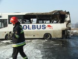 Pożar autobusu na drodze Wrocław-Poznań