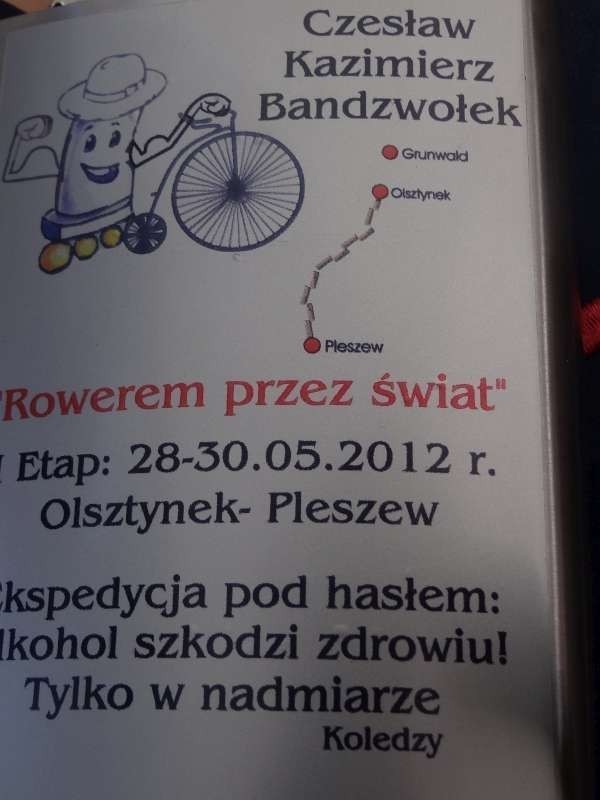 Czesława Bandzwołka rowerowa wyprawa z Olsztynka do Pleszewa