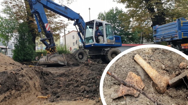 Szczątki na budowie przy ul. Marka Prawego w Strzelcach Opolskich.