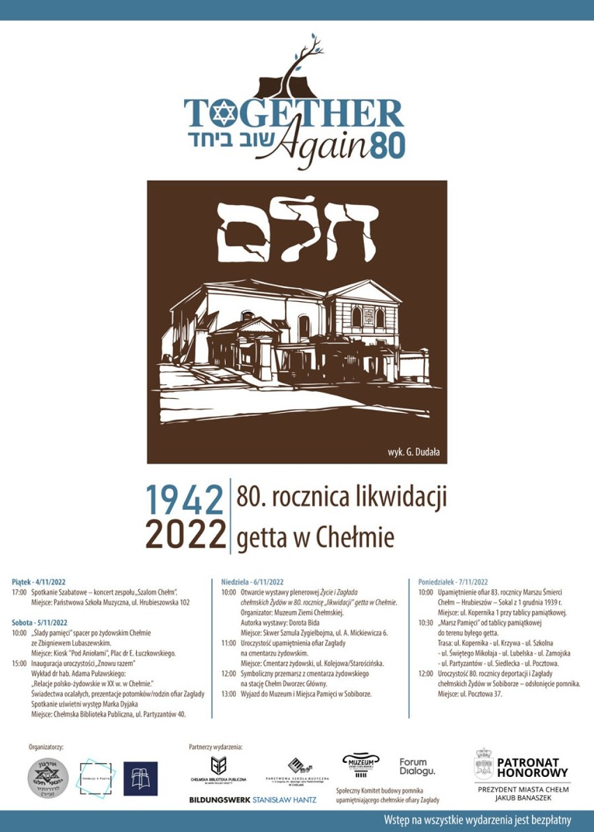 Chełm. Obchody 80. rocznicy zagłady chełmskiej społeczności żydowskiej. Zobacz program