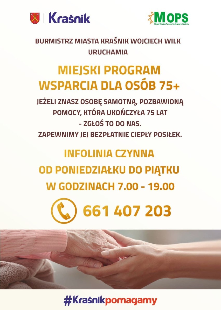 Pomoc dla seniorów w Kraśniku. Burmistrz uruchomił miejski program wsparcia dla osób 75+