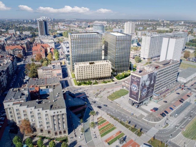 Tak ma wyglądać kompleks biurowców i hotel przy ulicy Piotra Skargi w Katowicach.