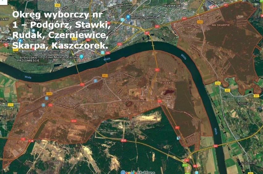 Okręg wyborczy nr 1 – Podgórz, Stawki, Rudak, Czerniewice,...