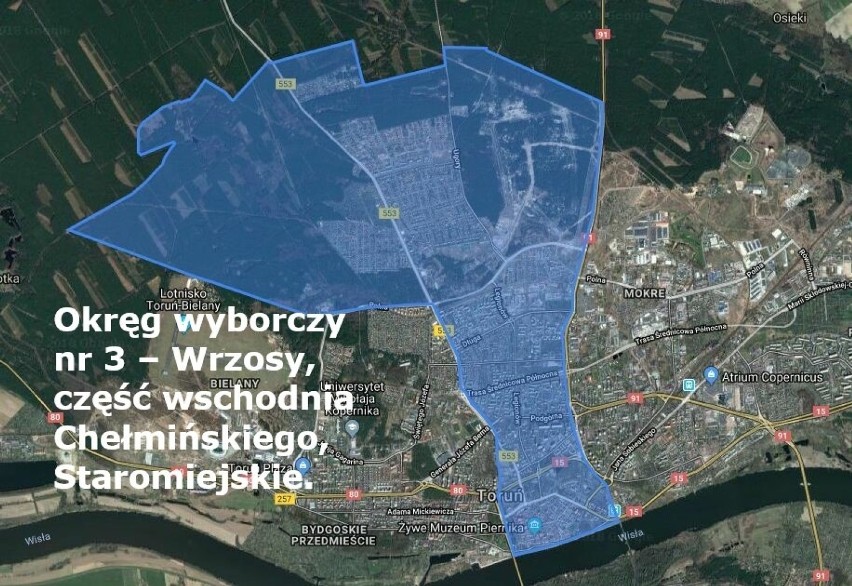 Okręg wyborczy nr 3 – Wrzosy, część wschodnia Chełmińskiego,...