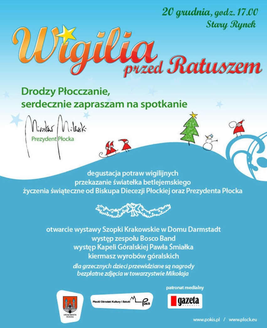 Płock zaprasza 20 grudnia na Wigilię przed Ratuszem!