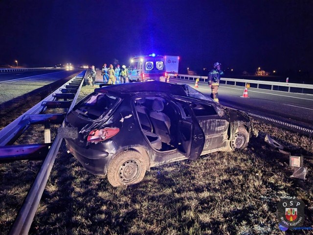 Wypadek na autostradzie A1 w gminie Brześć Kujawski