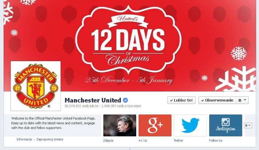 W Anglii najlepszym klubem na Facebooku jest Manchester...