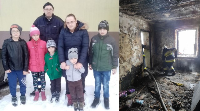 Ruszyła zbiórka dla 7-osobowej rodziny ze Skrzynna. W pożarze domu stracili cały dobytek