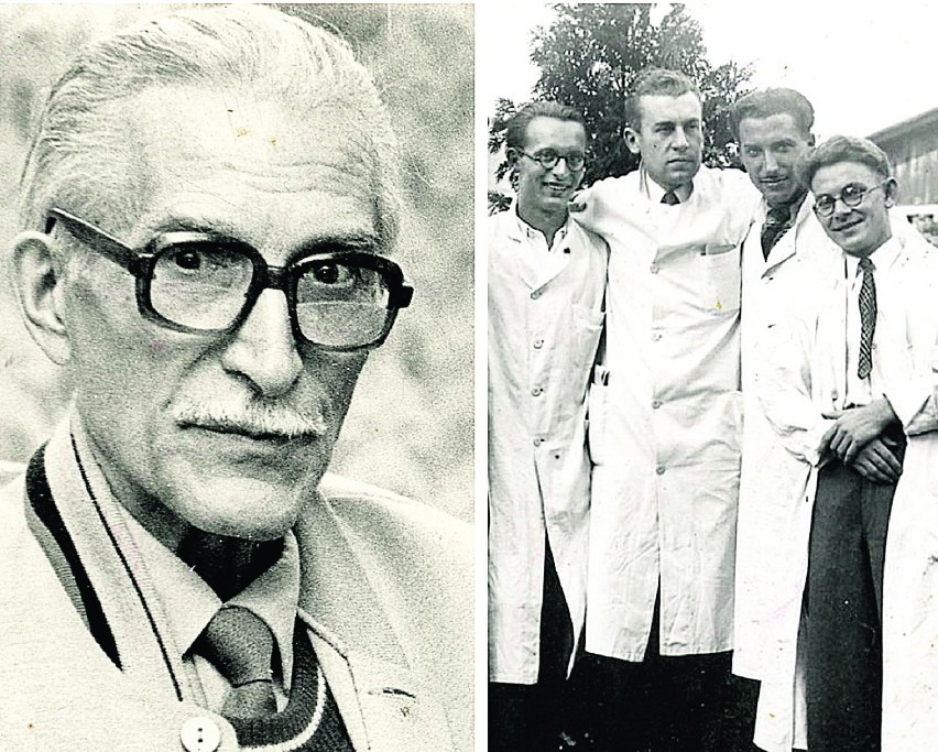 Profesor Jan Moll (1912-1990) na fot. z 1988 r.; obok...
