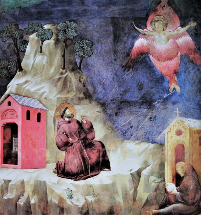 Stygmatyzacja świętego Franciszka z Asyżu. Fresk wykonany przez Giotta di Bondone