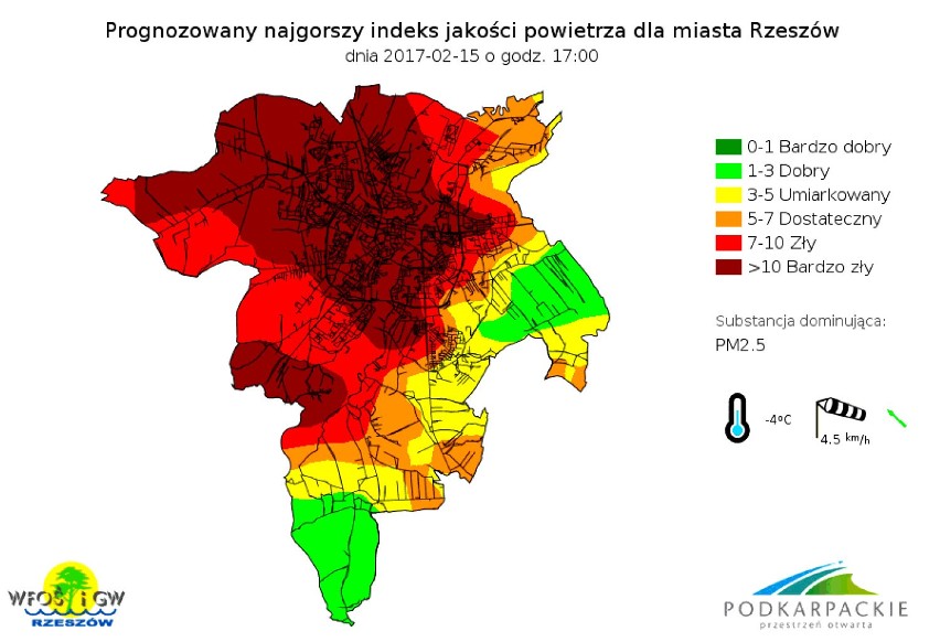 Na godz. 17 prognozowany jest najgorszy indeks jakości...