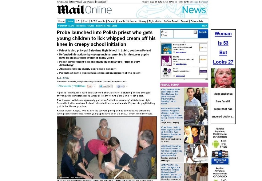 Daily Mail opublikował zdjęcia gimnazjalistów z Lubina