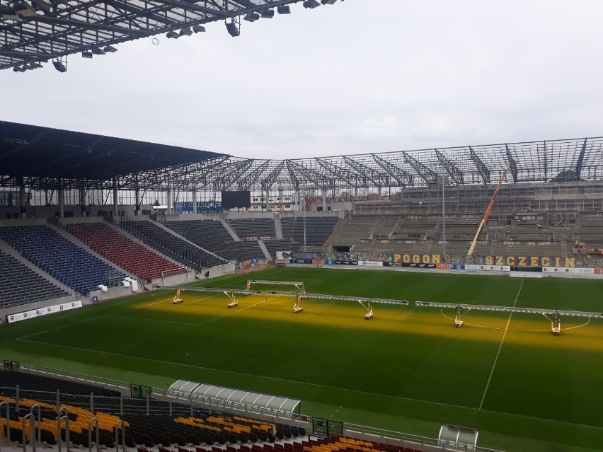 Stadion Pogoni - stan prac na 18 października 2021.