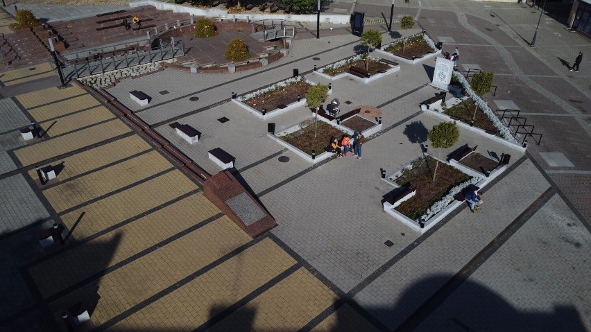 Widok z drona na Rynek w Chrzanowie i okolicę