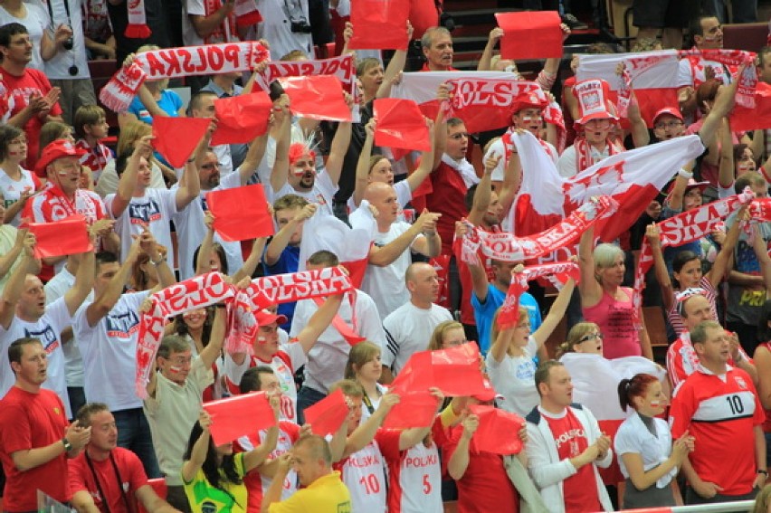Mecz Polska - Brazylia, w katowickim Spodku.