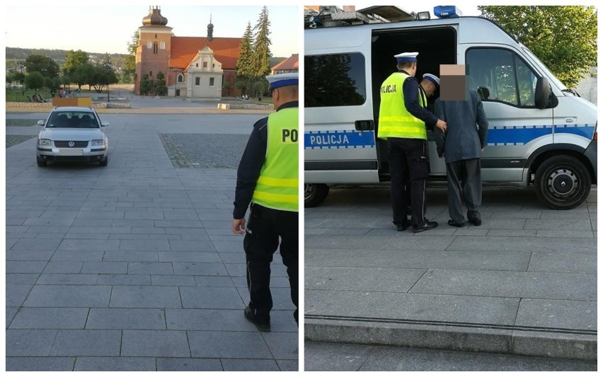 82-letni taksówkarz zjechał po schodach i zaparkował na Starym Rynku we Włocławku. Co się stało ? [zdjęcia]