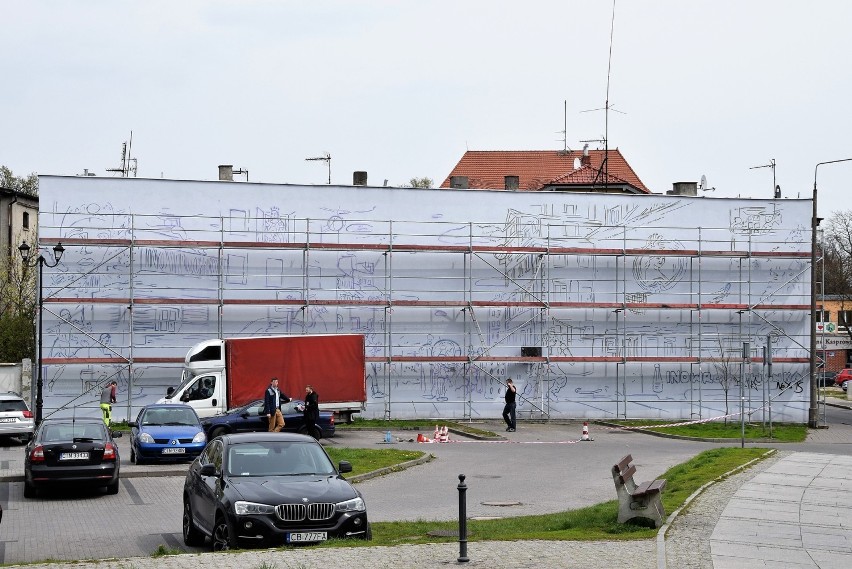 W Inowrocławiu powstaje mural [zdjęcia] 