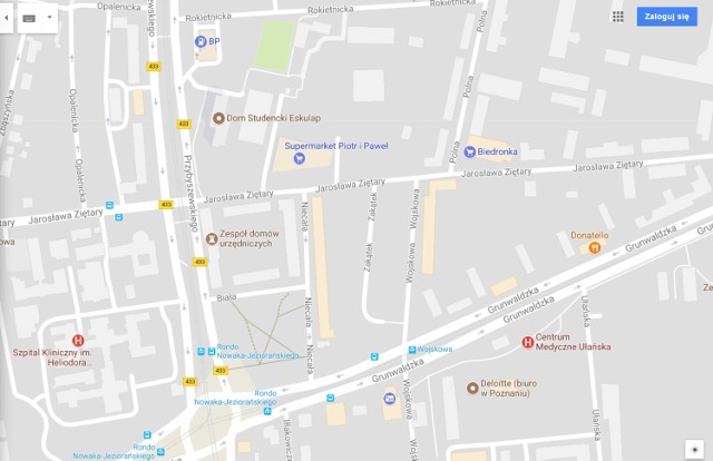 Ulicę Marcelińską w serwisie Google Maps zastąpiła ulica Jarosława Ziętary