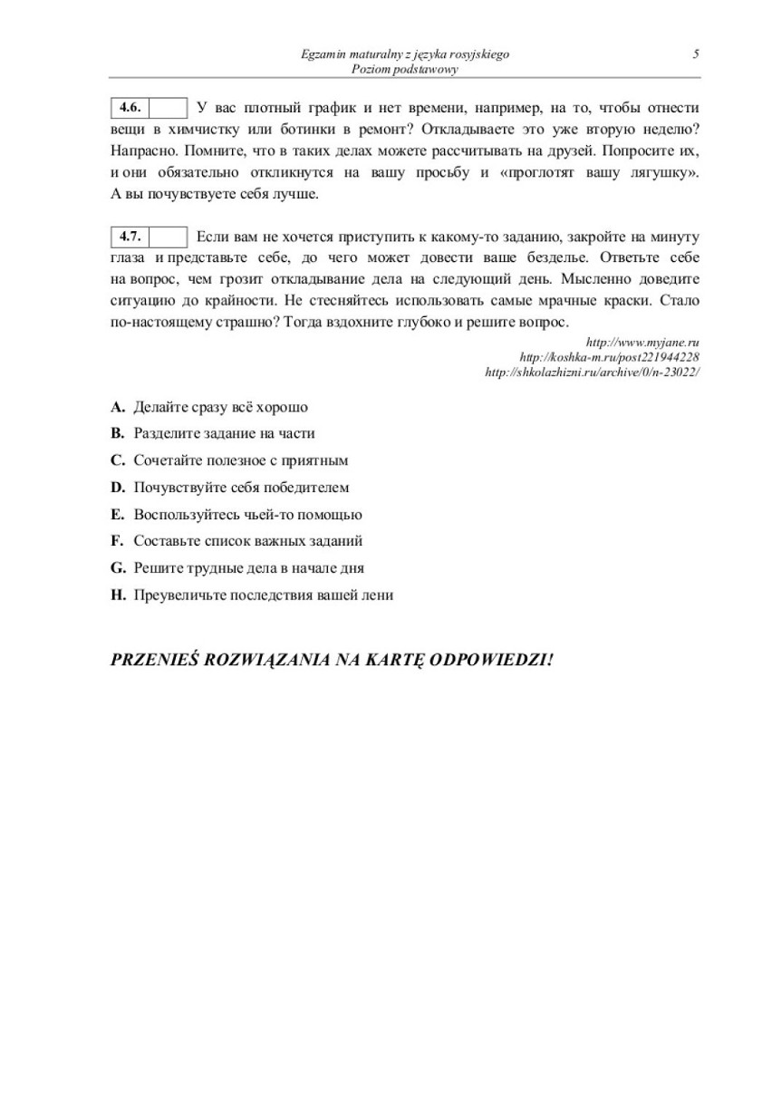 Matura 2014. Rosyjski poziom podstawowy [ARKUSZE,...