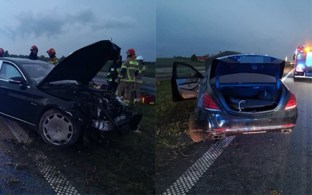 Wypadek mercedesa maybacha na autostradzie A1 pod Włocławkiem