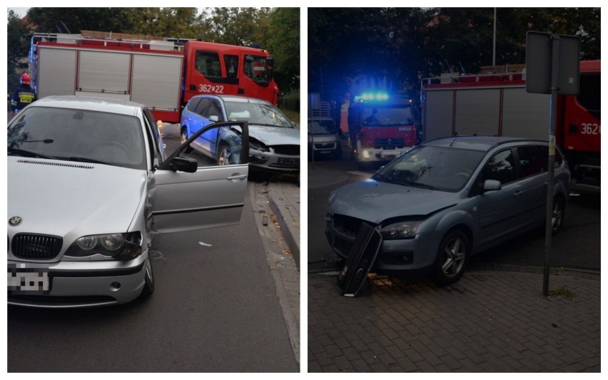 Groźny wypadek w centrum Włocławka. Zderzenie bmw i forda [zdjęcia, wideo]