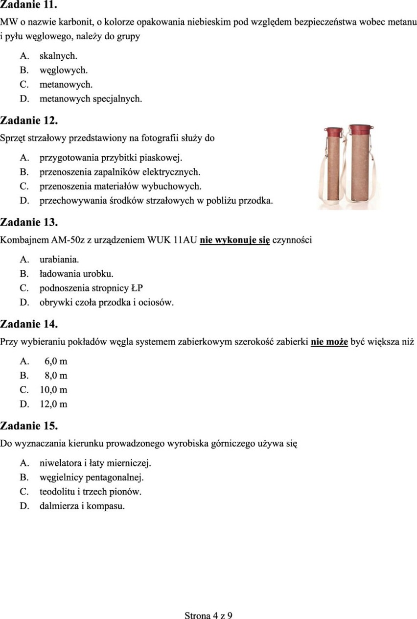 Egzamin Zawodowy 2015: Eksploatacja złóż podziemnych [ARKUSZE, odpowiedzi, pisemna i praktyczna]