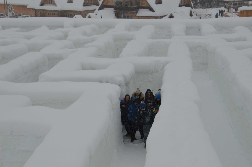 Zakopane. Zrobili gigantyczny śnieżny labirynt i śnieżny zamek [ZDJĘCIA, WIDEO]