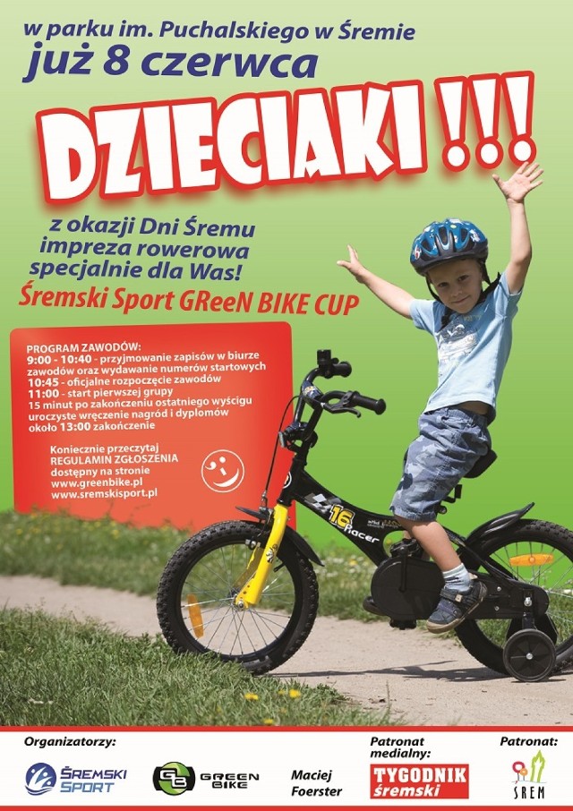 Wyścigi rowerowe dla dzieci z okazji Dni Śremu 2014. 8.06 w Parku im. Wł. Puchalskiego.