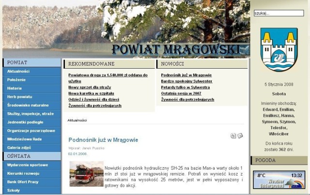 Strona Starostwa Powiatowego w Mrągowie - www.powiat.mragowo.pl