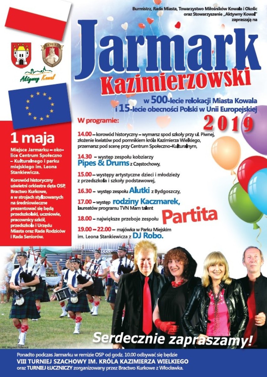Majówka 2019 we Włocławku, w Kowalu i Brześciu Kujawskim [program imprez]