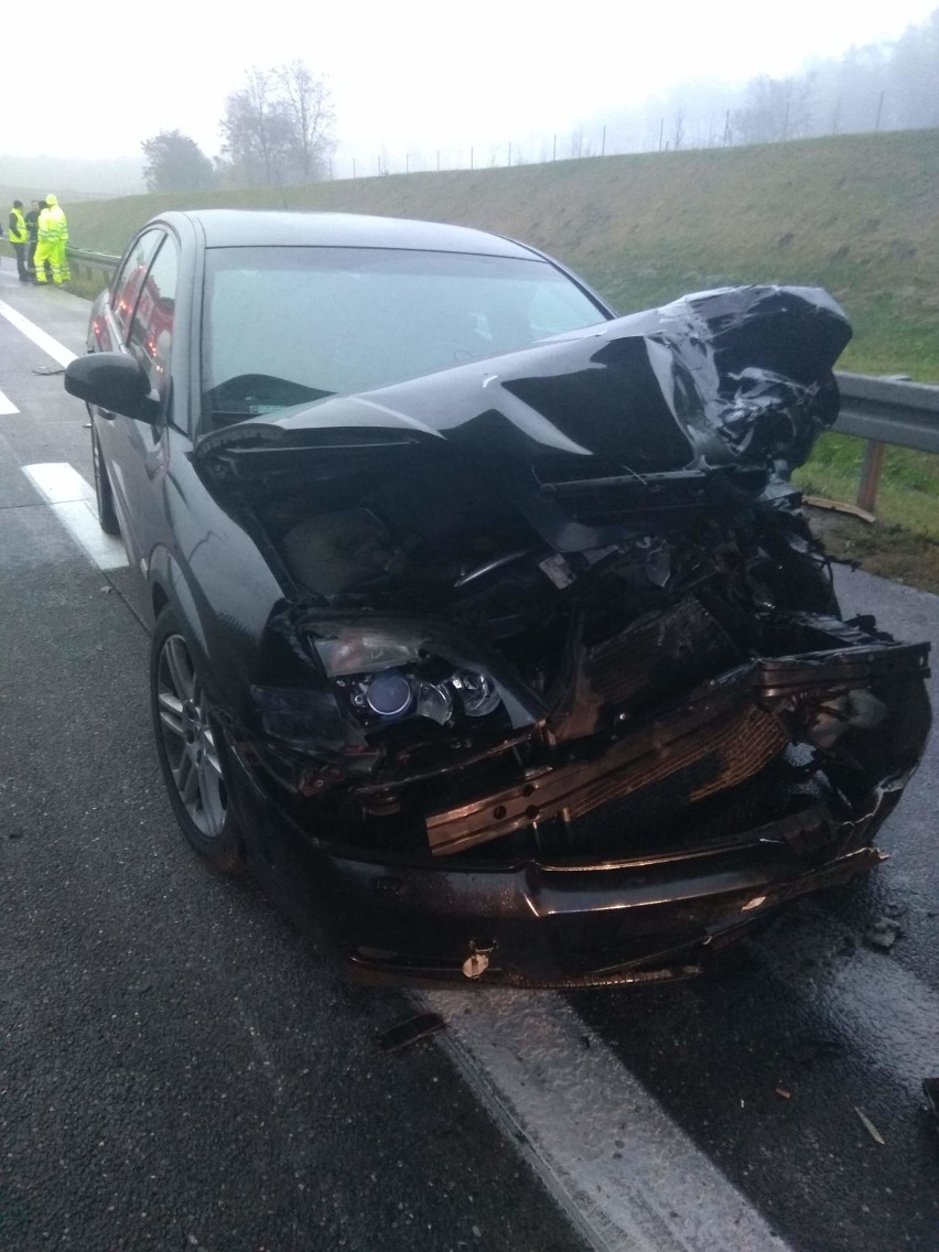 Wypadek sportowego Jaguara na autostradzie A2. Ranne dzieci (ZDJĘCIA)