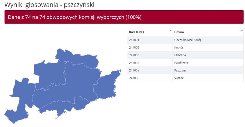 WYNIKI eurowyborów pow. pszczyńskim 2019: Pszczyna, Goczałkowice-Zdrój, Kobiór, Miedźna, Pawłowice, Suszec