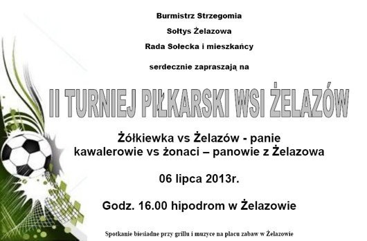 Plakat promujący mecz piłki nożnej w Żelazowie