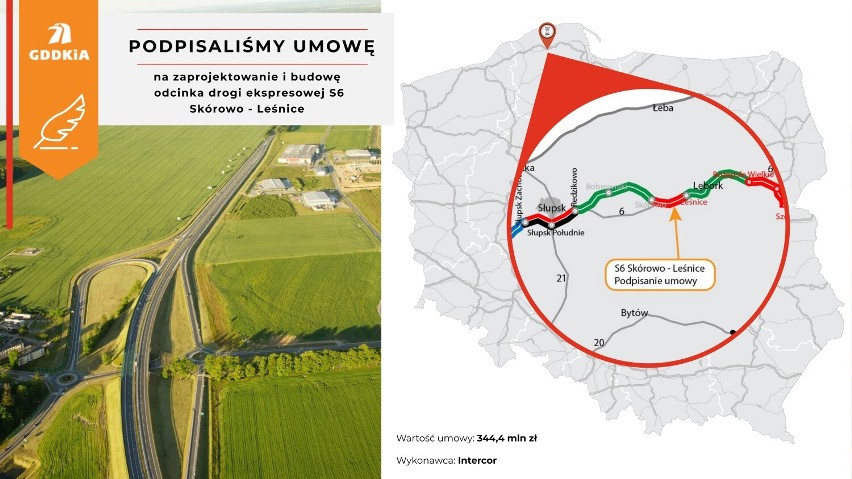 Umowa na budowę trasy S-6 na odcinku Leśnice-Skórowo podpisana 