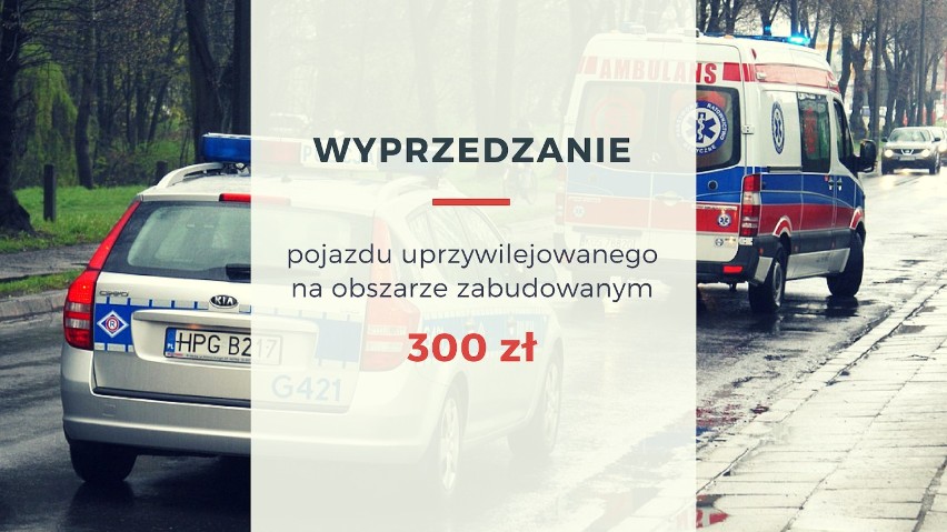 Za wyprzedzanie pojazdu uprzywilejowanego na obszarze...