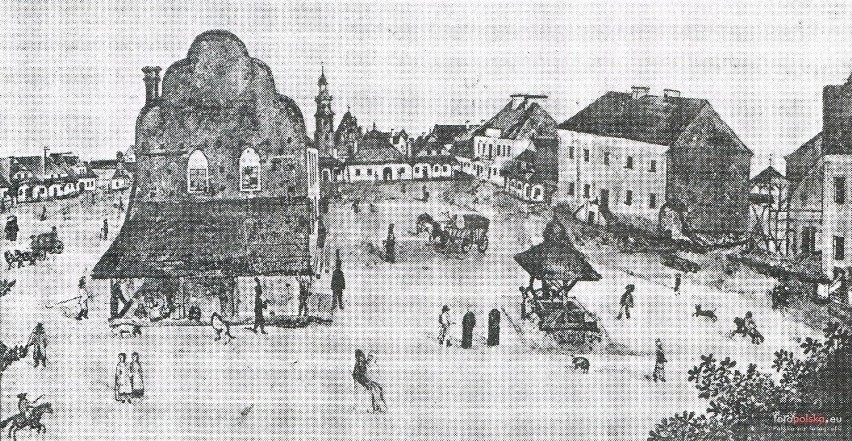 Radomski rynek na rysunku z 1808 roku. Zdjęcie pochodzi z...