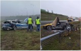 Autostrada A1. Seria wypadków pod Włocławkiem i w regionie. Spłonął lamborghini, zniszczony także radiowóz policji [zdjęcia]