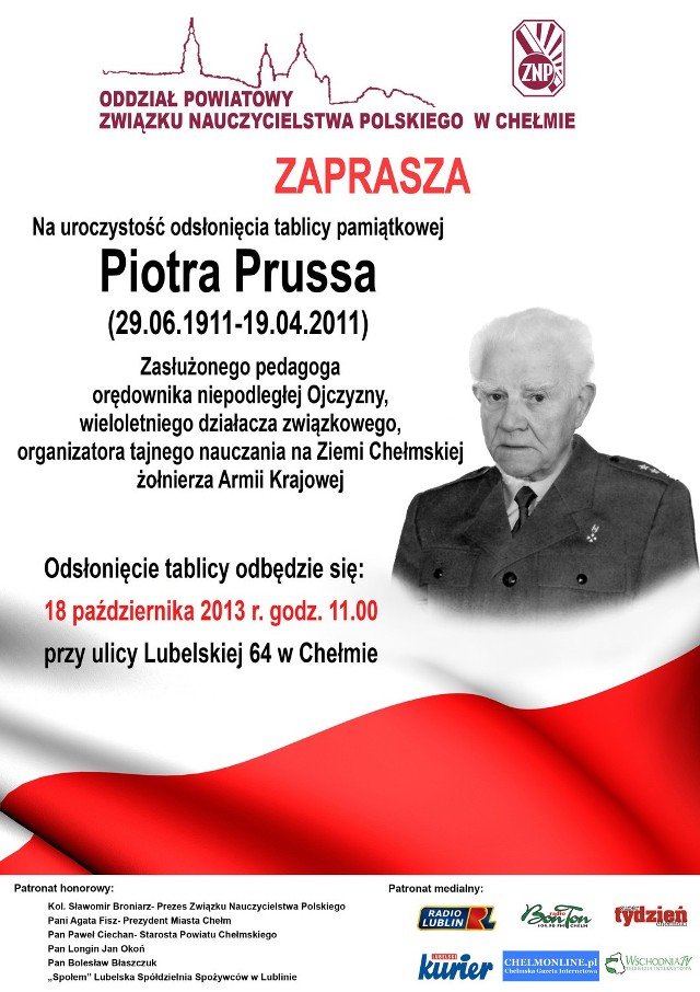 Już w piątek zostanie odsłonięta tablica pamiątkowa dla Piotra Prussa