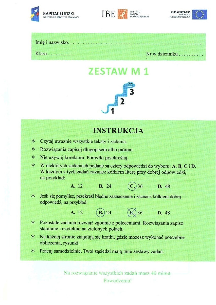 MATEMATYKA - ZESTAW M1
