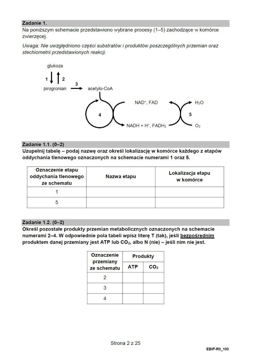 Odpowiedzi do zadań z matury z biologii 2022, poziom...