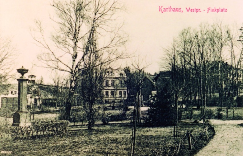 Park Finka w Kartuzach na widokówce z 1910 r.