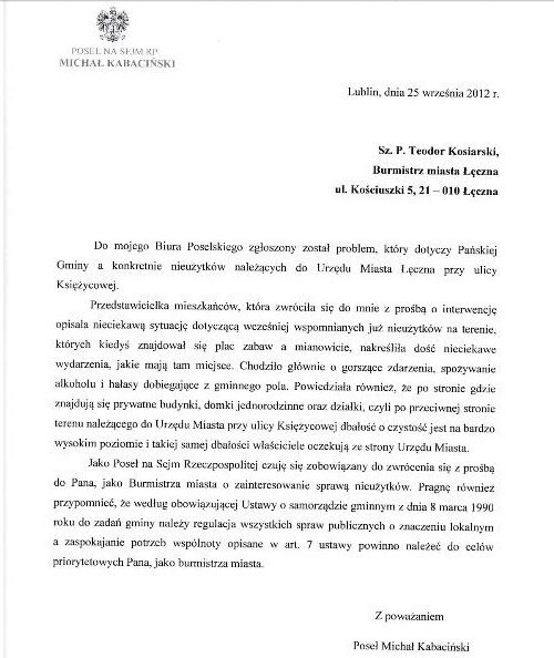 Korespondencja w sprawie prośby o interwencję przy ul....