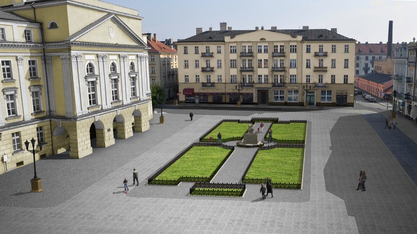 Przeprojektowany klomb z fontanną. Wizualizacja Grzegorz...