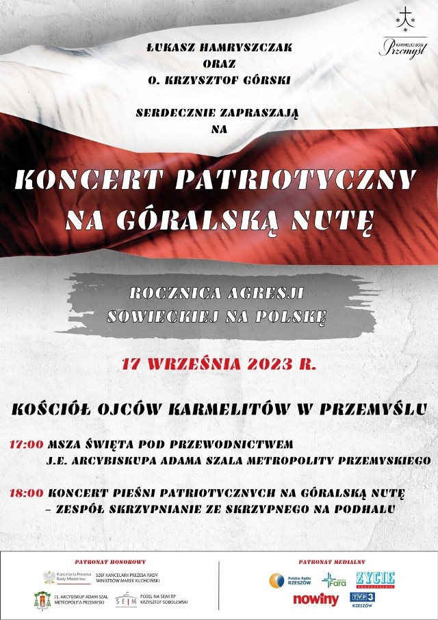 Plakat zapowiadający Koncert patriotyczny na góralską nutę.