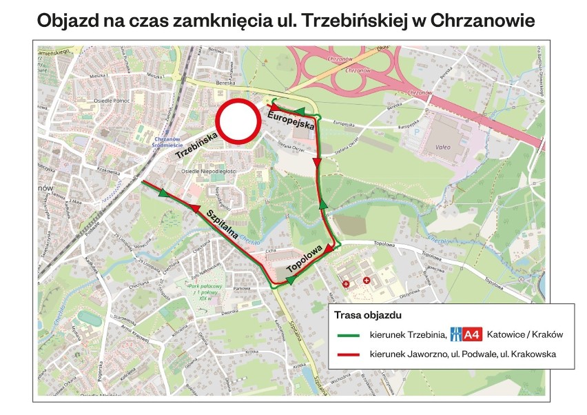 Chrzanów. 1 lutego zamknięta zostanie DK 79. Most na ul. Trzebińskiej zostanie wyburzony. Wytyczono objazd [ZDJĘCIA] 