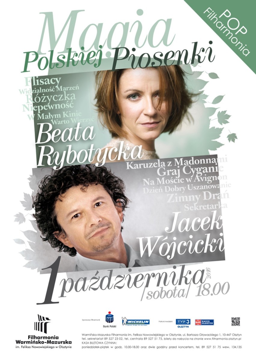 POP Filharmonia. Magia Polskiej Piosenki. Wystąpią Beata Rybotycka i Jacek Wójcicki
